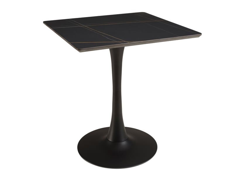  Icare - ensemble n°3: table bistrot 70x70cm en céramique marbré noir  - Conforama A
