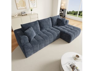 Canapé d'angle compressé droit fixe <strong>ELVMI</strong> <strong></strong> 3 places Tissu bleu