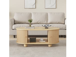 Table basse ovale coloris bois clair <strong>HAUSS SPOLE</strong> <strong></strong> - 50 cmx100 cm