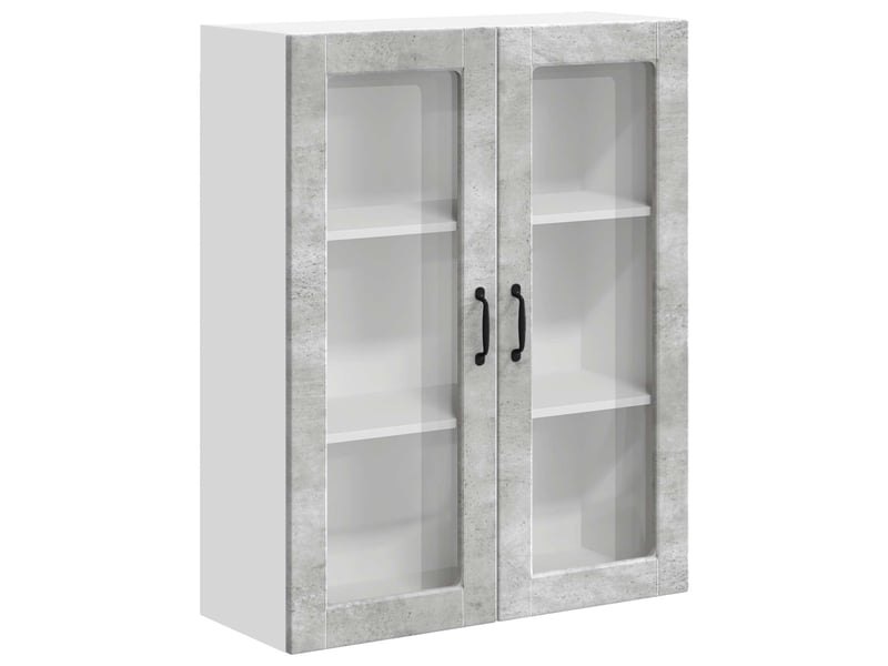  Meuble mural de cuisine, cabinet en verre mural gris béton 80x31x100cm shl3017  - Conforama A