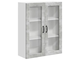 Meuble mural de cuisine, cabinet en verre mural gris béton 80x31x100cm shl3017