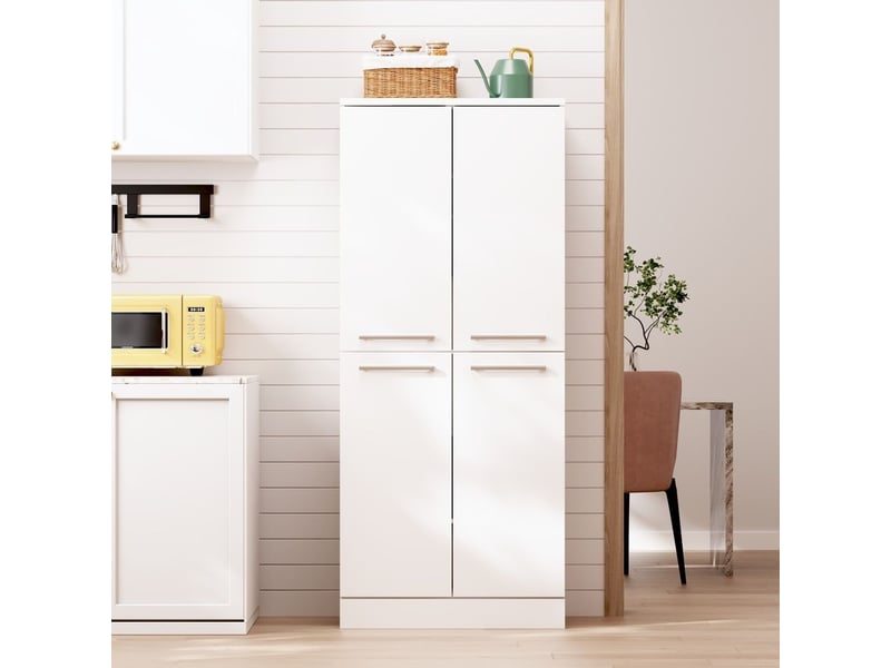  Servers, sideboards &amp; buffets - armoire de cuisine, armoire haute blanche brillante, armoire de rangement pour réfrigérate - mdf - blanc - 76 x 42 x 180 cm - usage domestique - installation simple VB-OSKM001WH - Conforama B