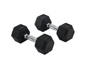Lot de 2 haltères hexagonales de 8 kg, 30,5 cm noires en métal et caoutchouc, poignées moletées