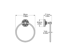 Accessoire de salle de bain – anneau porte-serviettes mural – diamètre de 18 cm – or vintage – en laiton