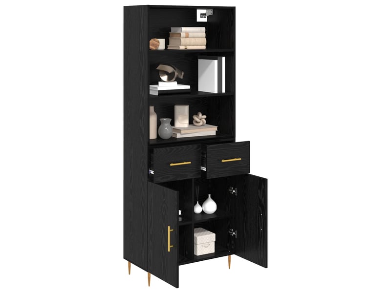 Buffet - haut armoire chêne noir 69,5 x 34 x 180 cm bois d'ingénierie - Conforama C
