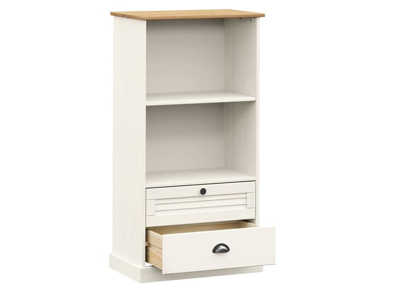  Bibliothèque, meuble de rangement salon vigo blanc 60x35x114,5 cm bois massif de pin  - Conforama E