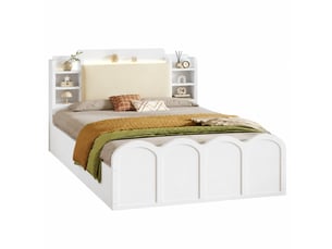 Lit coffre 90x200 cm <strong>MAISENTIEL</strong>  <strong></strong> coloris blanc