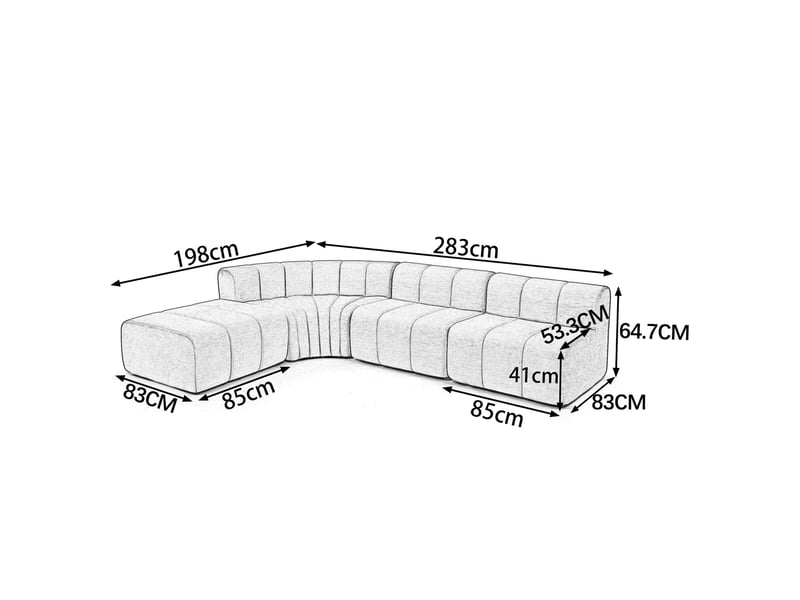 Canapé d'angle modulable 4 places 283x198x64.7 cm avec modules combinables, beige - Conforama C