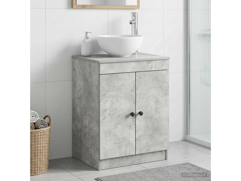  Armoire de salle de bain, meuble de rangement gris béton 54x41x70 cm shl6258  - Conforama B