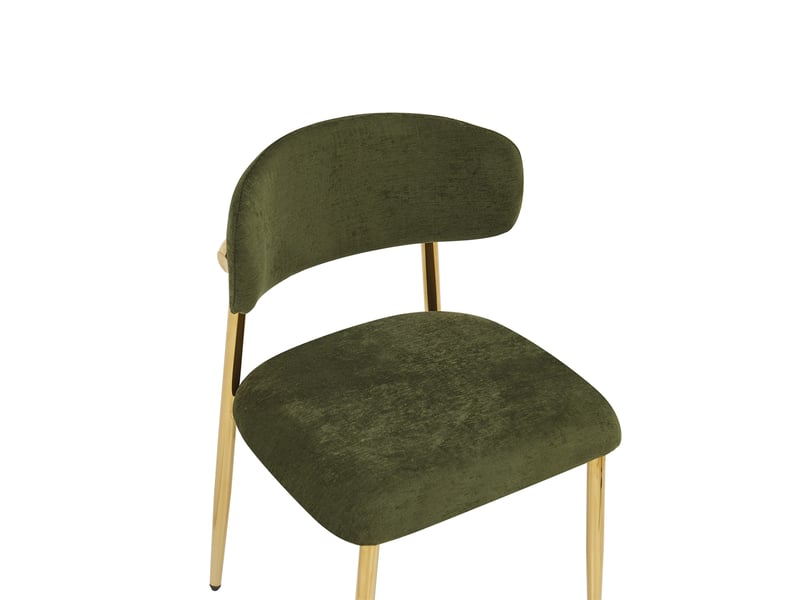 Lot de 4 chaises de salle à manger 51x50x81 cm, assise rembourrée, patins réglables, métal et bois, vert et doré - Conforama D