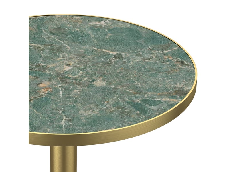 Table à manger 70 cm plateau effet marbre design moderne en pierre frittée résistant aux rayures et à l'abrasion surface déperlante pieds en acier inoxydable usage polyvalent - Conforama D