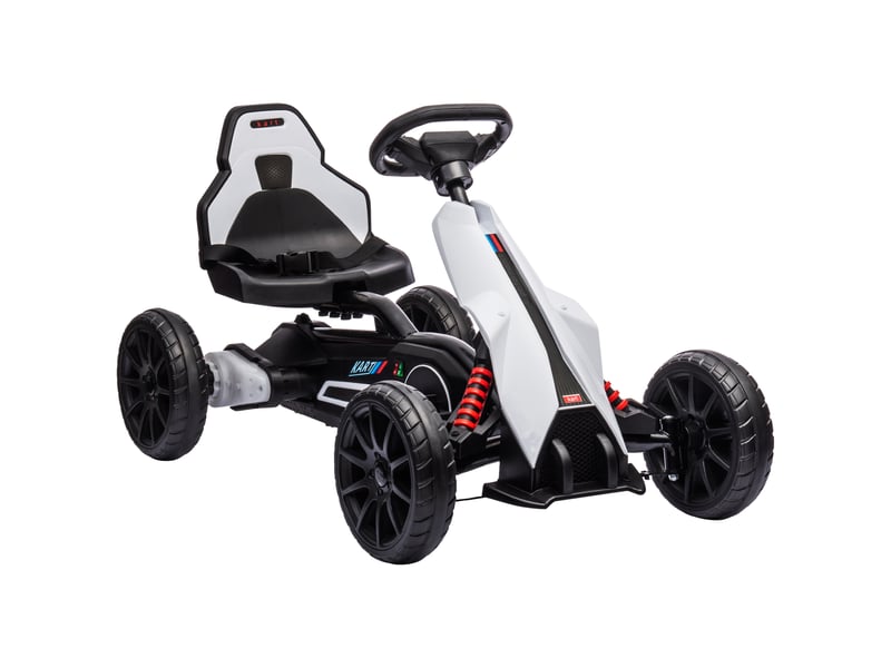  Kart électrique pour enfant 12v - vitesse réglable 3-5kmh pour enfants de 3 à 8 ans - siège réglable - blanc  - Conforama A