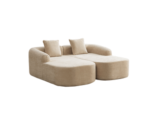 Canapé modulaire 2 places en chenille light khaki avec méridienne