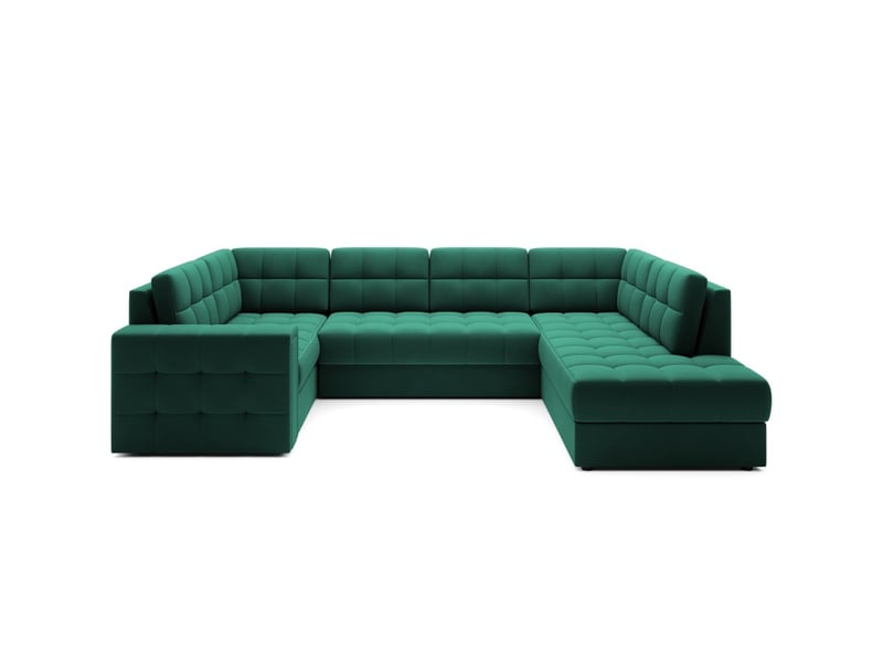  Canapé d'angle convertible monteza vert 299 cm avec coffre et couchage  - Conforama A