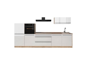 Vicco cuisine, blanc haute brillancechêne doré, 340cm sans plan de travail