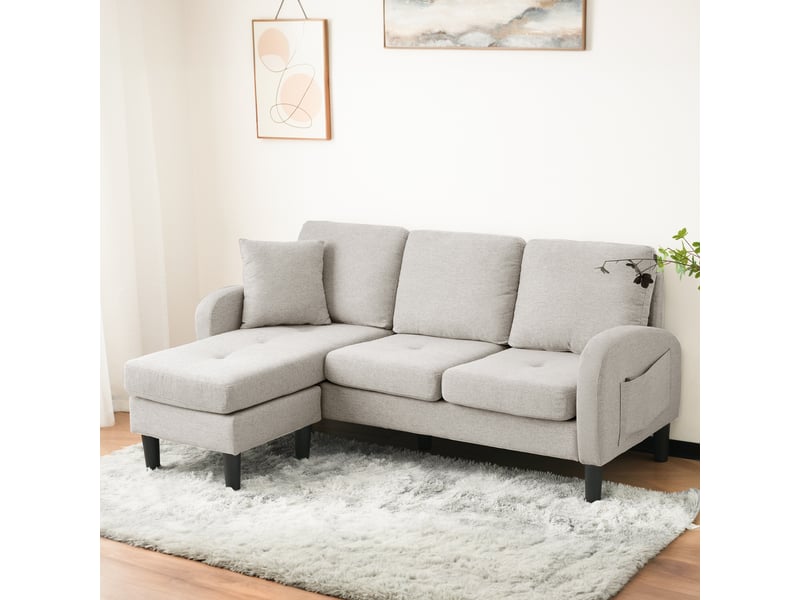  Canapé d'angle avec méridienne réversible 166 x 118 x 77 cm - 3 places compact modulable  - Conforama D