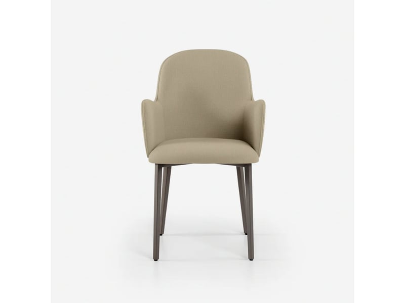 Lot de 4 chaises de salle à manger rembourrées en tissu easy-clean hug - beige - Conforama D