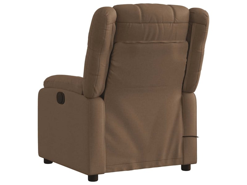  Fauteuil de relaxation fonction d'inclinaison électrique 6 points de massage en tissu marron dec027794  - Conforama D