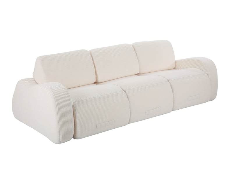  Canapé modulable convertible 3 places 247x115x76 cm compressé, mousse douce, velours côtelé couleur beige  - Conforama A