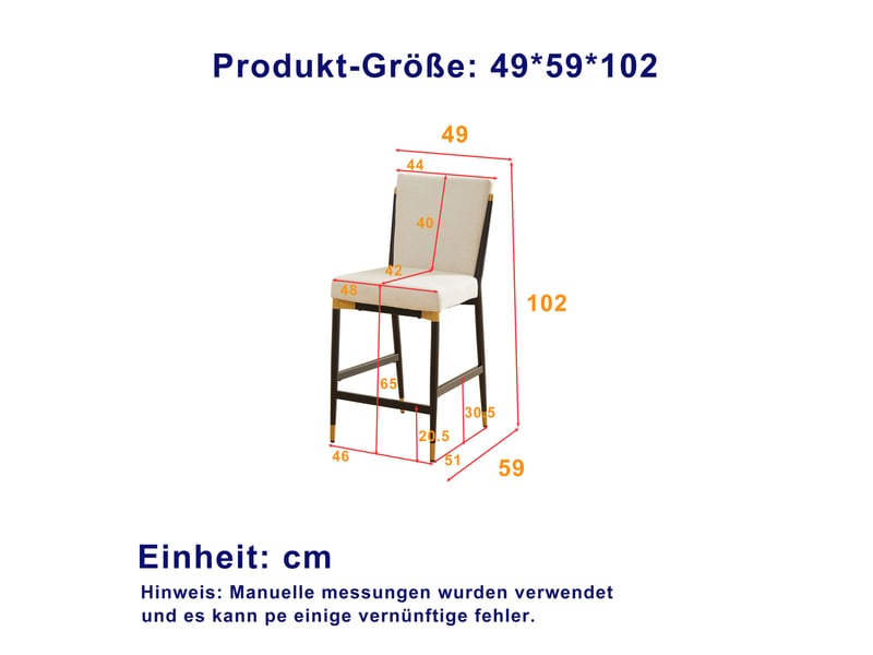  Tabourets de bar 59x49x102 cm lot de 2, style scandinave, repose-pieds rectangulaire, métal et tissu, beige et noir  - Conforama C