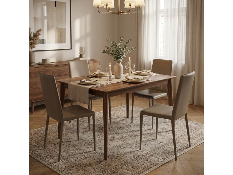  Lot de 4 chaises de salle à manger empilables en similicuir arianna - gris tourterelle  - Conforama B