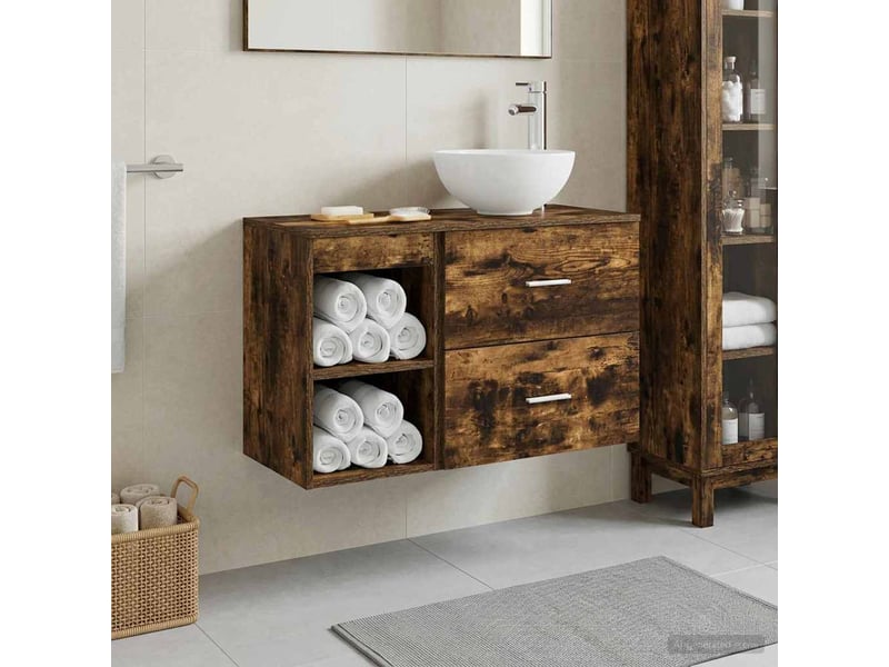  Ensemble de mobilier de salle de bain 2 pc chêne fumé cf64076  - Conforama B