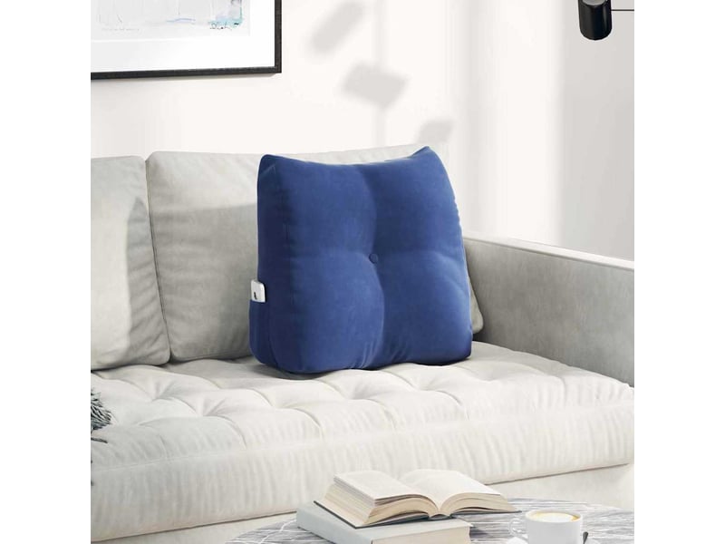  Coussin de dos, coussin de dossier bleu police 45 x 24 x 50 cm velours cf54567  - Conforama B