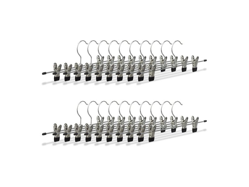  Lot de 10 cintres à pinces antidérapants flexibles vêtements 9 x 35,5 x 2,5 cm en fer chromé noir 13_0006168  - Conforama B
