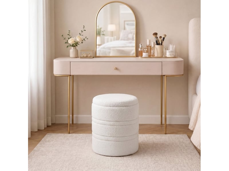 Pouf de rangement rond avec couvercle réversible 40 cm blanc evryae - Conforama B