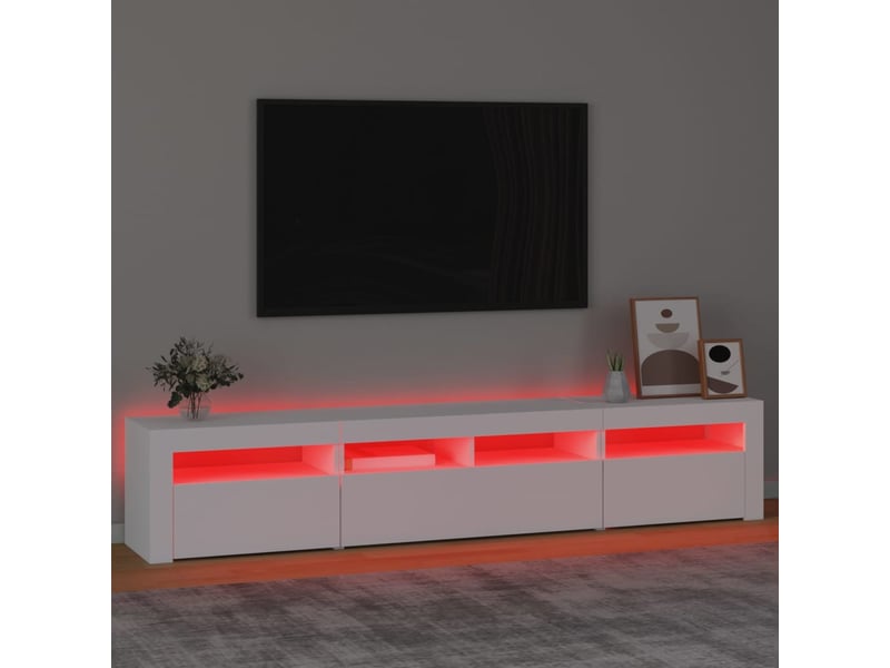  Meuble tv - banc tv - meuble de rangement avec lumières led blanc 210x35x40 cm  - Conforama E