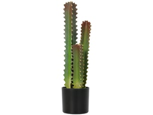 Cactus artificiel décoratif de 66 cm avec pot et 3 feuilles vertes pour la décoration intérieure