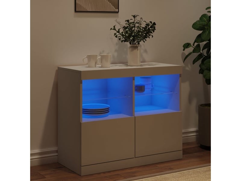 Buffet - bahut - meuble de rangement avec lumières led blanc 81x37x67 cm - Conforama D