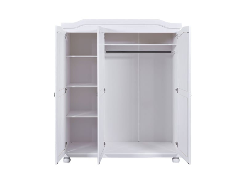  Armoire 3 portes en pin massif blanc - chambery  - Conforama C
