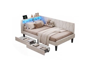 Lit simple 90x200 cm coloris beige