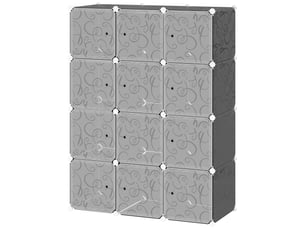 Armoire modulaire en plastique à 12 cubes avec portes, rangement pour vêtements, jouets et livres, à monter soi-même