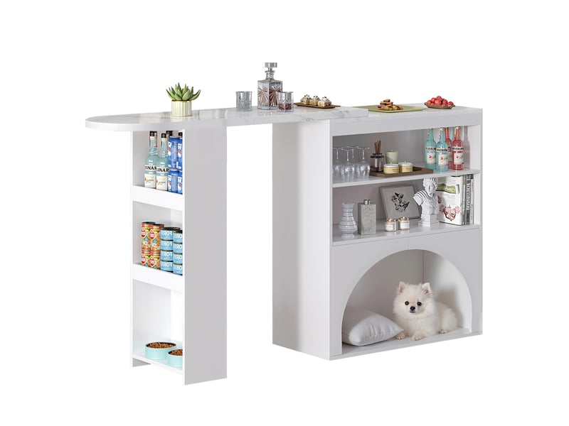  Table extensible haute avec rangements et espace pour animal en mdf 120×40×100 cm blanche  - Conforama A