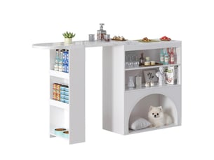 Table extensible haute avec rangements et espace pour animal en mdf 120×40×100 cm blanche