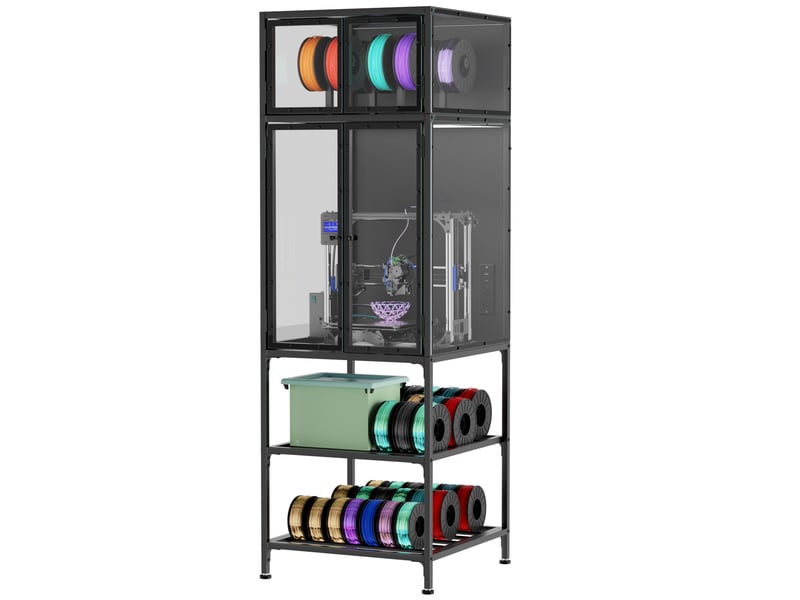  Meuble imprimante 3d 175,5 x 58,9 x 59,9 cm – noir – structure métal avec rangement et caisson fermé  - Conforama A