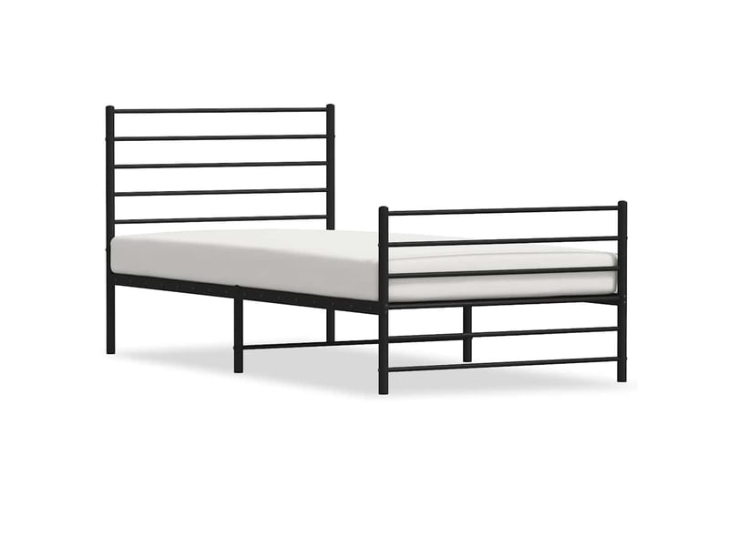  Lit simple- lit adulte -  cadre de lit métal sans matelas avec pied de lit noir 80x200 cm  - Conforama A