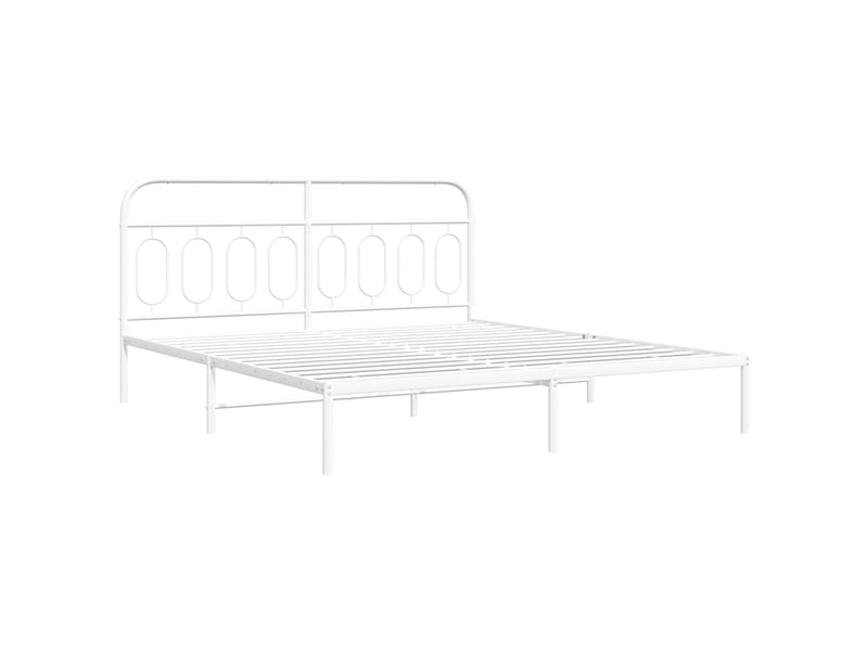  Lit double- lit adulte -  cadre de lit métal sans matelas et tête de lit blanc 160x200 cm  - Conforama B