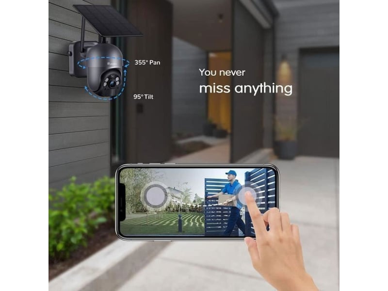  Camera connectee solaire wifi 2k 3mp ip66 detection pir radar audio bidirectionnel  - Conforama D
