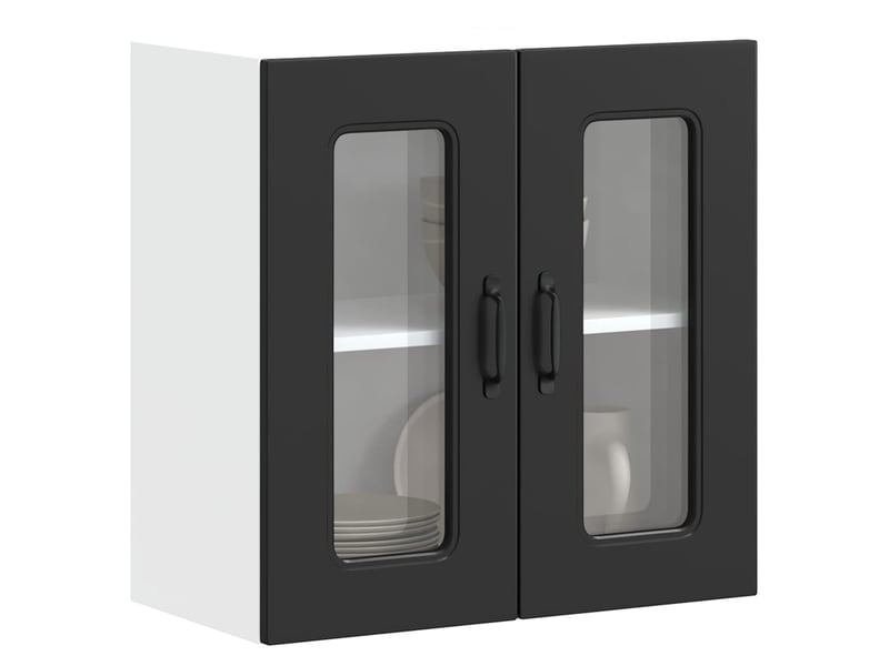  Meuble de rangement, armoire murale de cuisine avec porte en verre kalmar noir shl4964  - Conforama B