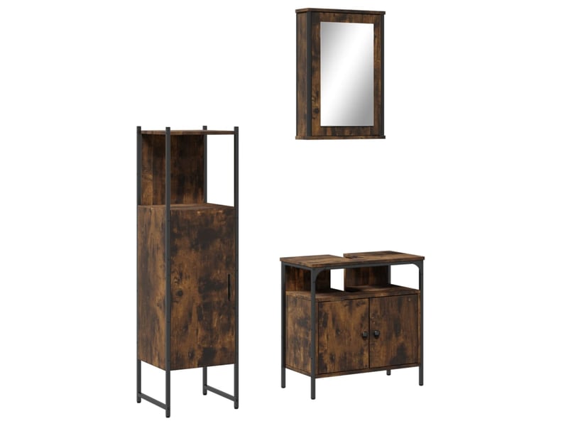  Ensemble de meubles de salle de bain 3 pcs chêne fumé cf63696  - Conforama A
