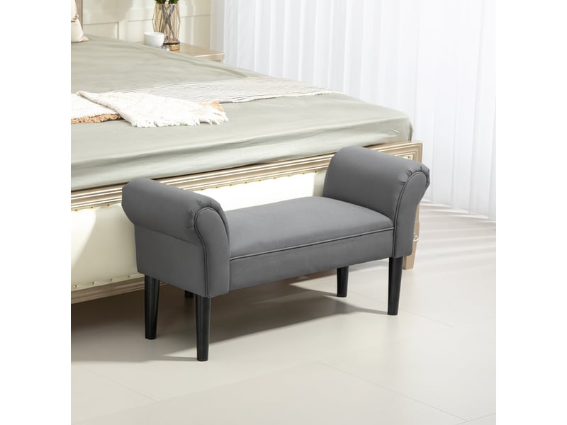  Banc, banc de lit, construction robuste, revêtement souple, 102 x 36 x 51 cm, gris  - Conforama D