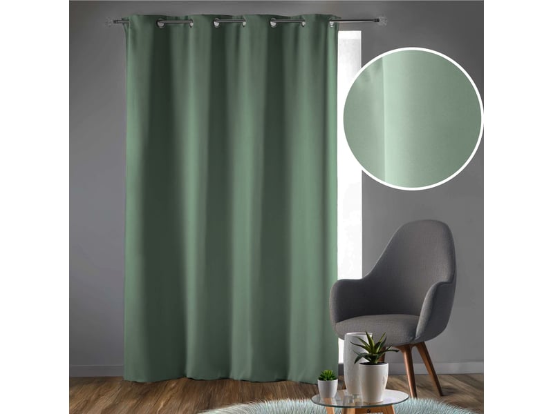  Lot de 2 rideaux à œillets grande hauteur 135 x 280 cm occultants unis occult sauge  - Conforama B