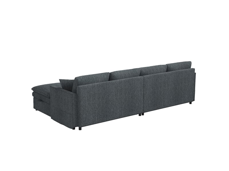  Canapé d’angle modulable 6 places u ou l 277x135x80 cm en coton-lin gris  - Conforama R