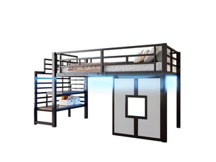 Lit mezzanine 90x200 cm <strong>HAVRYA</strong>  <strong></strong> coloris noir