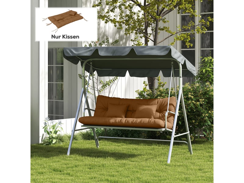  Lot de 4 coussins d'assise, 150 x 50 cm, imperméables, avec attaches, 10 cm d'épaisseur, couleur beige.  - Conforama D