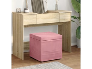 Tabouret bas, ottoman rose 41x41x40 cm velours et bois composite