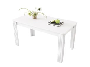 Table à manger rectangulaire, 116 x 65 x 75 cm, table à quatre pieds, style moderne, blanc